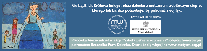 Baner informujący o akcji „Szkoła pełna zrozumienia”